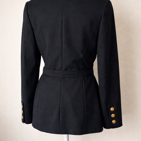 CHANEL Vintage Military Belted Jacket Gold Button Blazer FR 42 Exceptional! - Picture 4 of 6